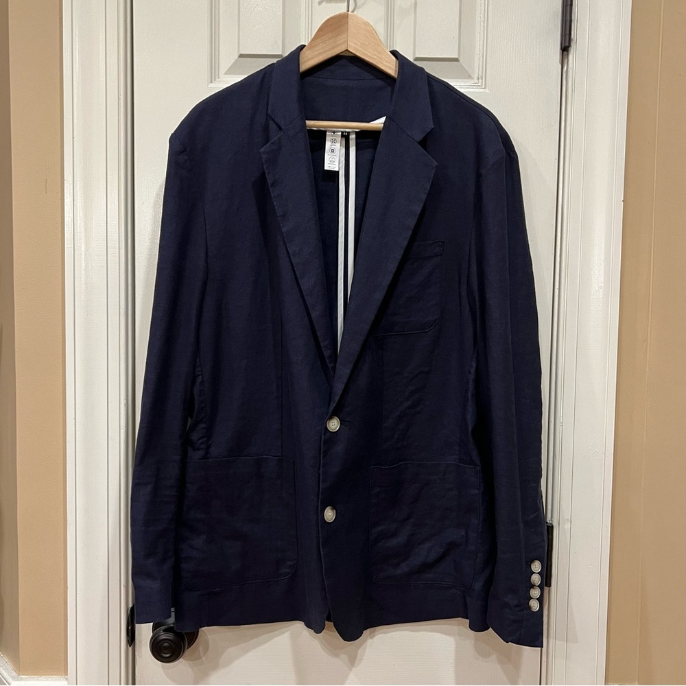 NEW State & Liberty Unstructured Linen Blazer Navy Blue 44 Performance Sport